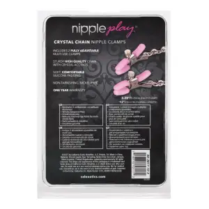 Nipple Play Crystal Chain Nipple Clamps - Pink nipple clamps - additional view