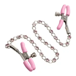 Nipple Play Crystal Chain Nipple Clamps - Pink nipple clamps - additional view