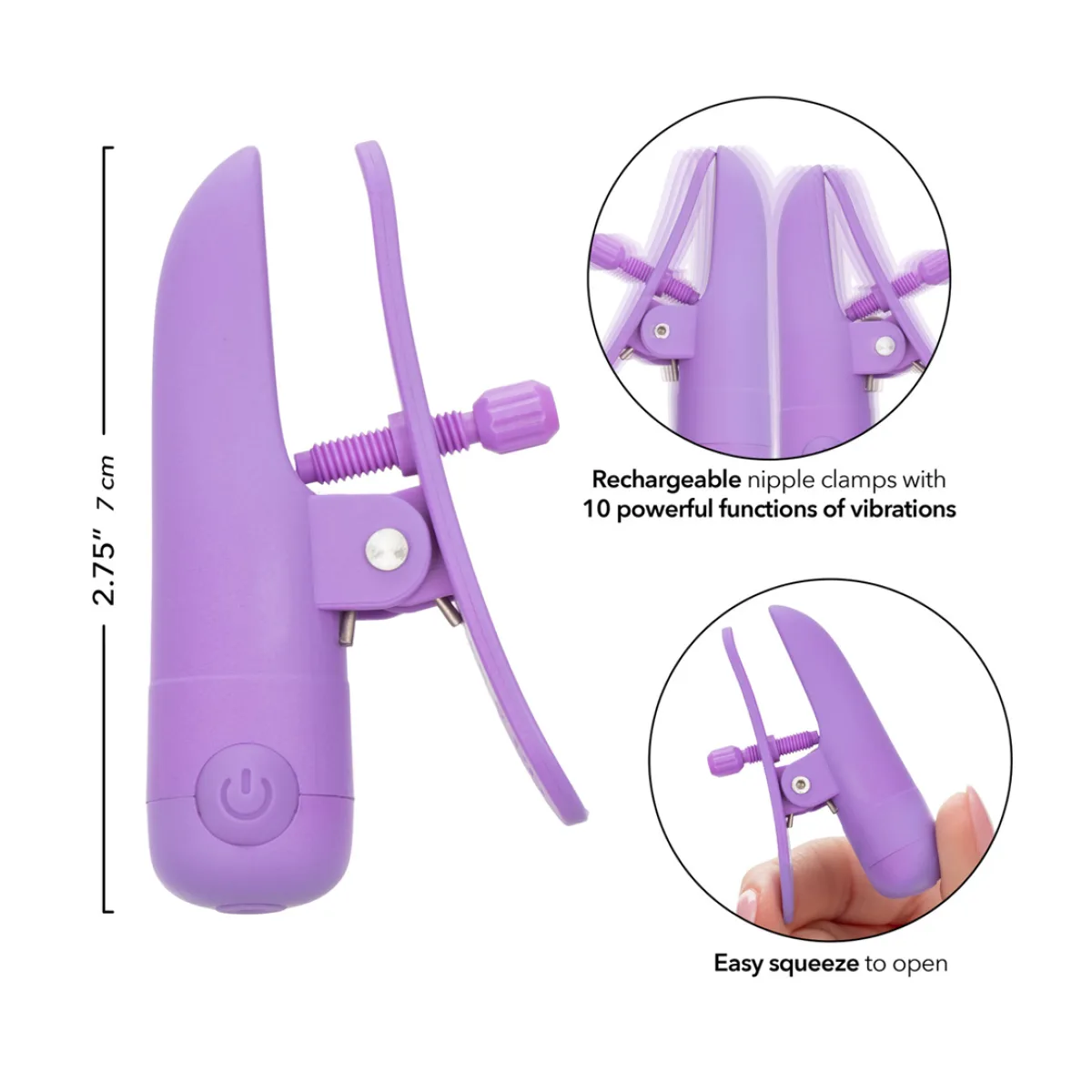 Nipple Play - Nipplettes - Purple Rechargeable nipple clamps / teasers - product detail