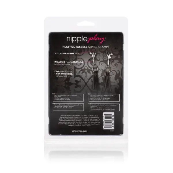 Nipple Play Playful Tassels Nipple Clamps - Black nipple clamps - detail view