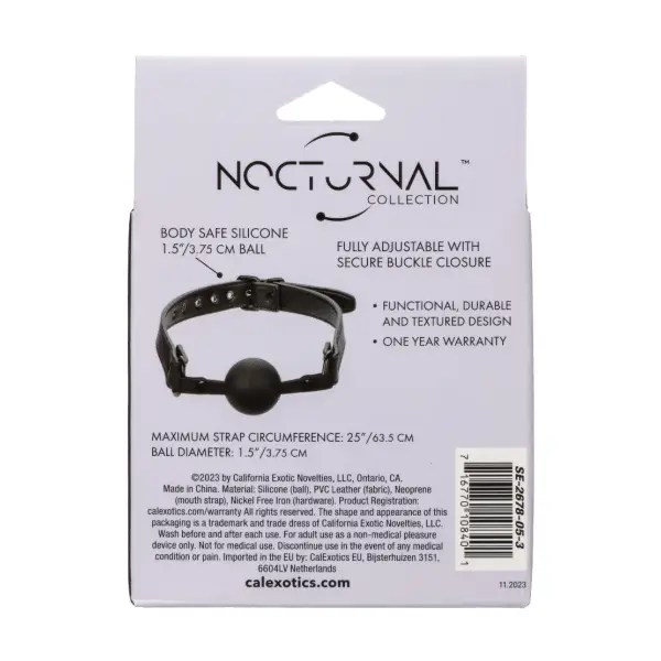 Nocturnal Collection Ball Gag - Black gag - product detail