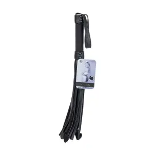 Nocturnal Collection Heart Throb Flogger - Black bdsm flogger - alternate angle