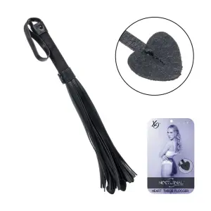 Nocturnal Collection Heart Throb Flogger - Black bdsm flogger - packaging view