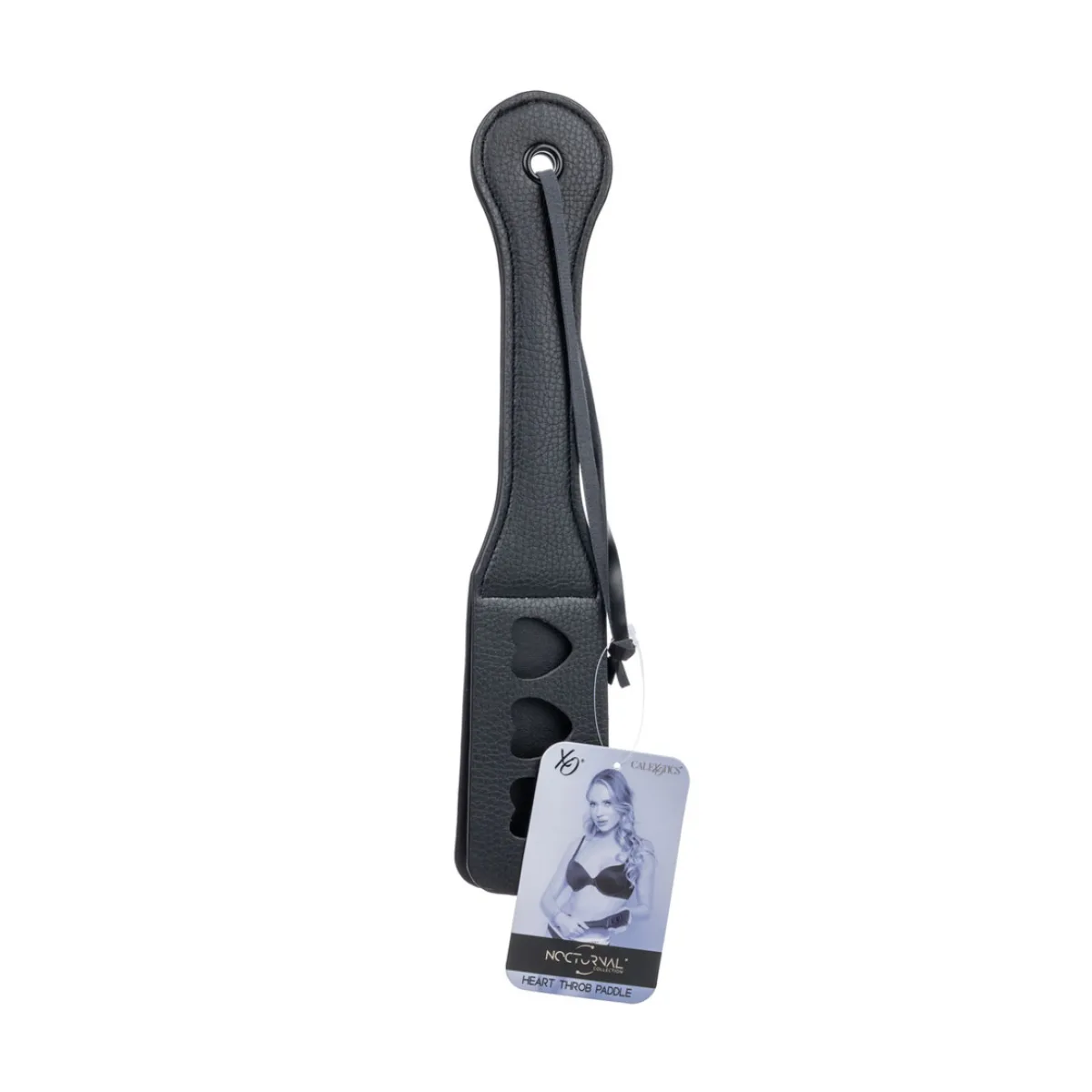 Nocturnal Collection Heart Throb Paddle - Black spanking paddle - alternate angle