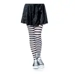 Nylon Striped Tights Black White Os lingerie hosiery - main product image