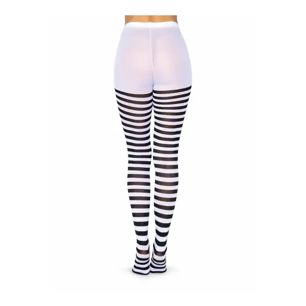 Nylon Striped Tights Black White Os lingerie hosiery - alternate product image