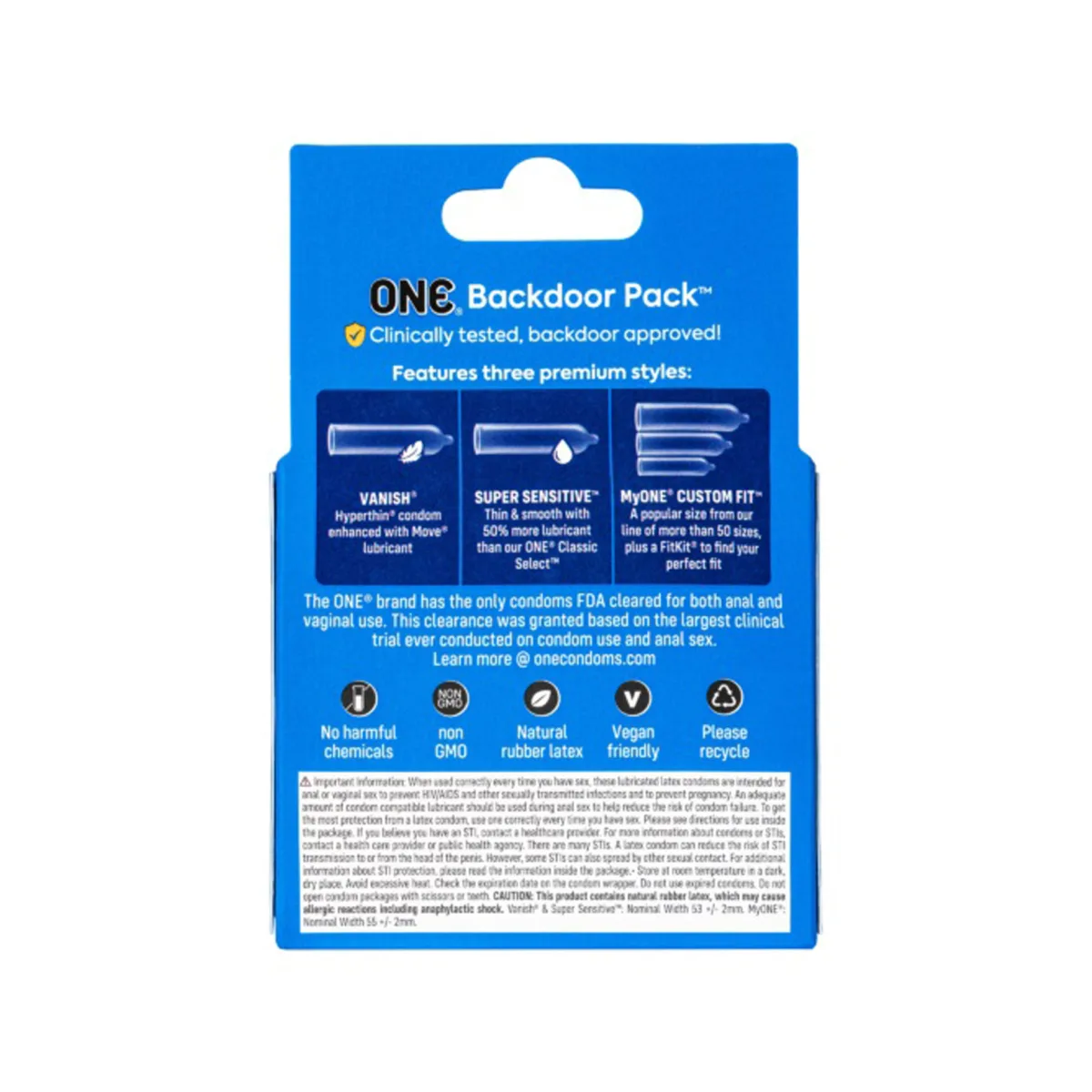 One Backdoor 3 Count Condoms packaging or alternate view 2