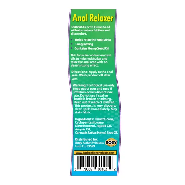 Oooweee Anal Relaxer Silicone Lubricant Plus Hemp - 1.7 fl oz / 50 ml packaging or alternate view 2