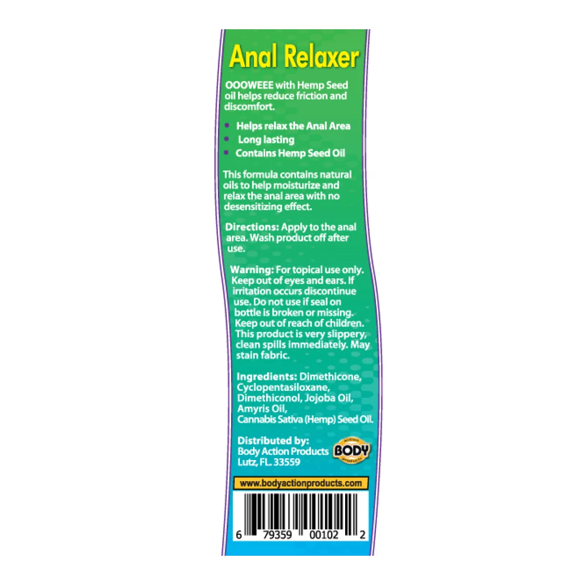 Oooweee Anal Relaxer Silicone Lubricant Plus Hemp - 1.7 fl oz / 50 ml packaging or alternate view 2