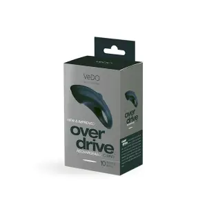 Overdrive Plus Rechargeable Cock Ring - Black - black vibrating cock ring - main product image