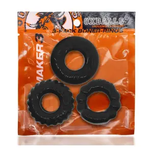 Bonemaker 3-Pack Boner Rings - Black - cock ring - product image 5