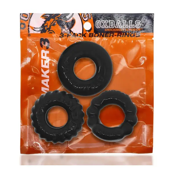 Bonemaker 3-Pack Boner Rings - Black - cock ring - product image 5