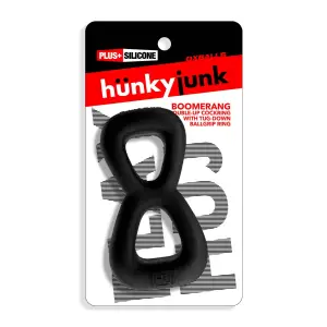 Oxballs Boomerang Double-Ring Cockring 11 Boomerang Double-Ring Cockring & Nut-Tugger Black - cock ring - main product image