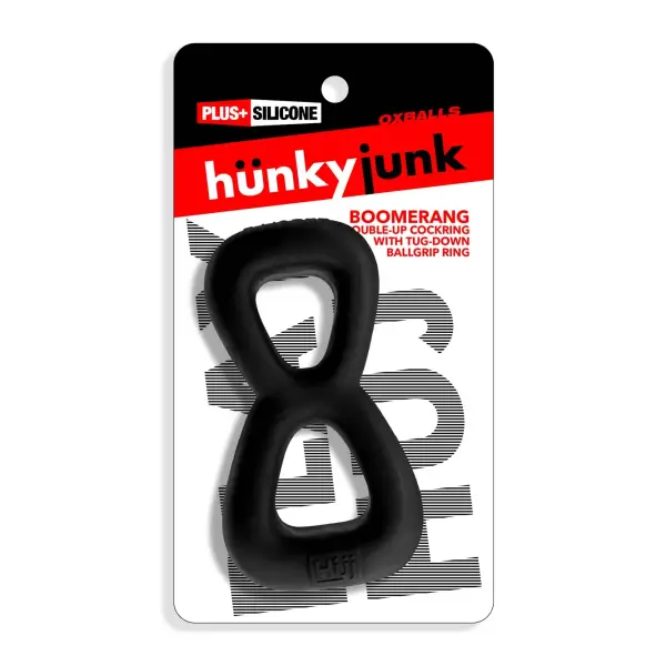 Boomerang Double-Ring Cockring & Nut-Tugger Black - cock ring - main product image Boomerang Double-Ring Cockring & Nut-Tugger Black - cock ring - main product image