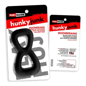 Oxballs Boomerang Double-Ring Cockring 12 Boomerang Double-Ring Cockring & Nut-Tugger Black - cock ring - product image 2