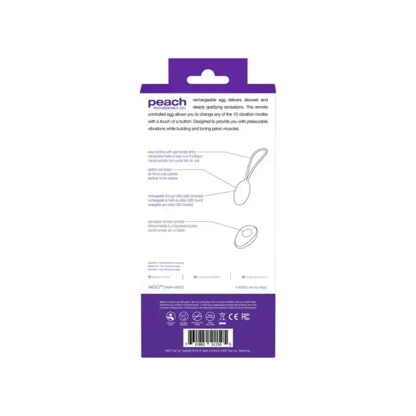 Peach Vibrating Egg - Into You Indigo - remote control egg vibrator - product image 3