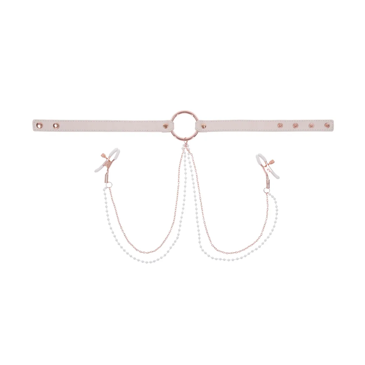 Peaches N Creame Collar With Nipple Clamps - Pink nipple clamps - main image