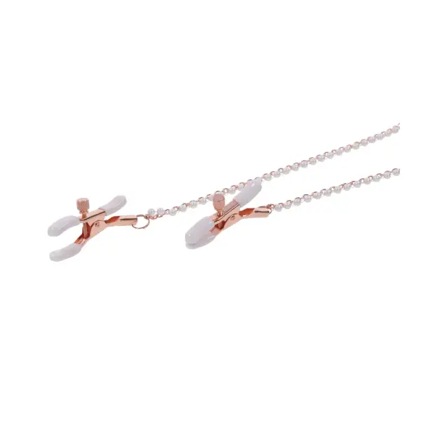 Peaches N Creame Collar With Nipple Clamps - Pink nipple clamps - alternate angle