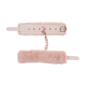 Peaches N Creame Fur Handcuffs - Pink bondage cuffs - alternate angle