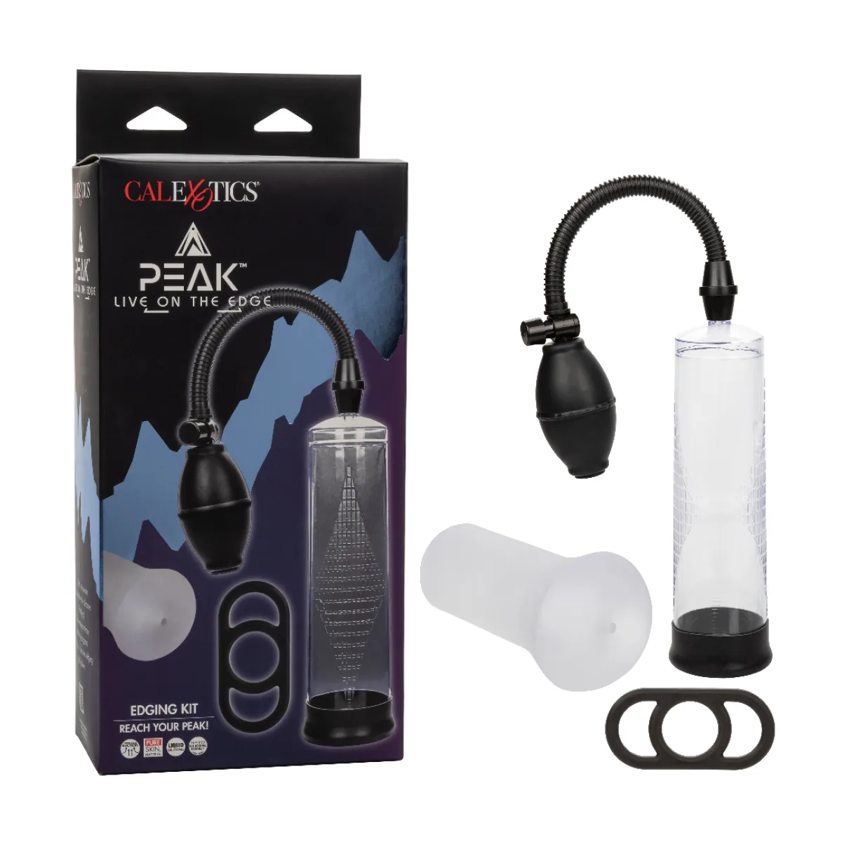Peak Edging Kit - Black/clear penis pump - alternate angle