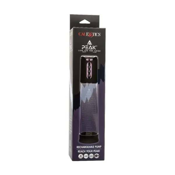 Peak Rechargeable Pump - Black/clear male penis pump - alternate angle