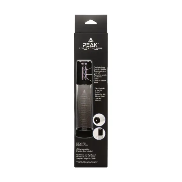 Peak Rechargeable Pump - Black/clear male penis pump - product detail