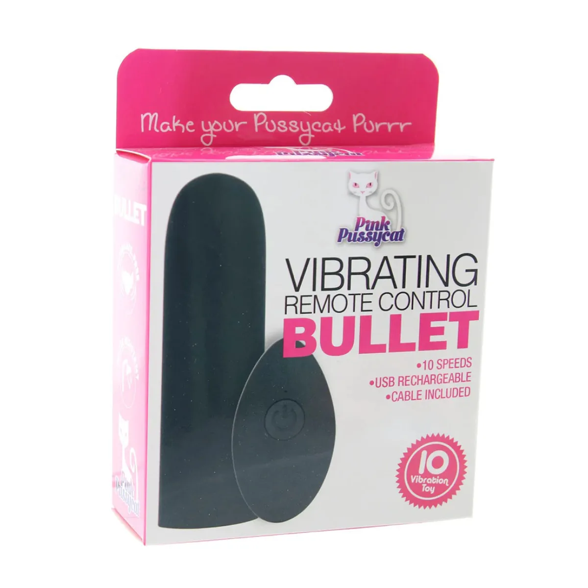 Pink Pussycat Vibrating Remote Control Bullet - Black - view 1