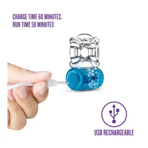Play With Me - Pleaser Rechargeable C-Ring - Blue - vibrating penis ring - product image 3