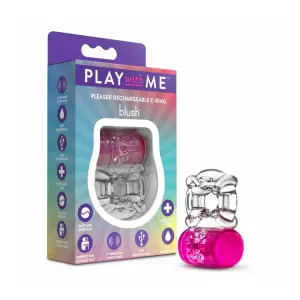 Play With Me Pleaser Rechargeable C-Ring Pink - pink vibrating cock ring - main product image