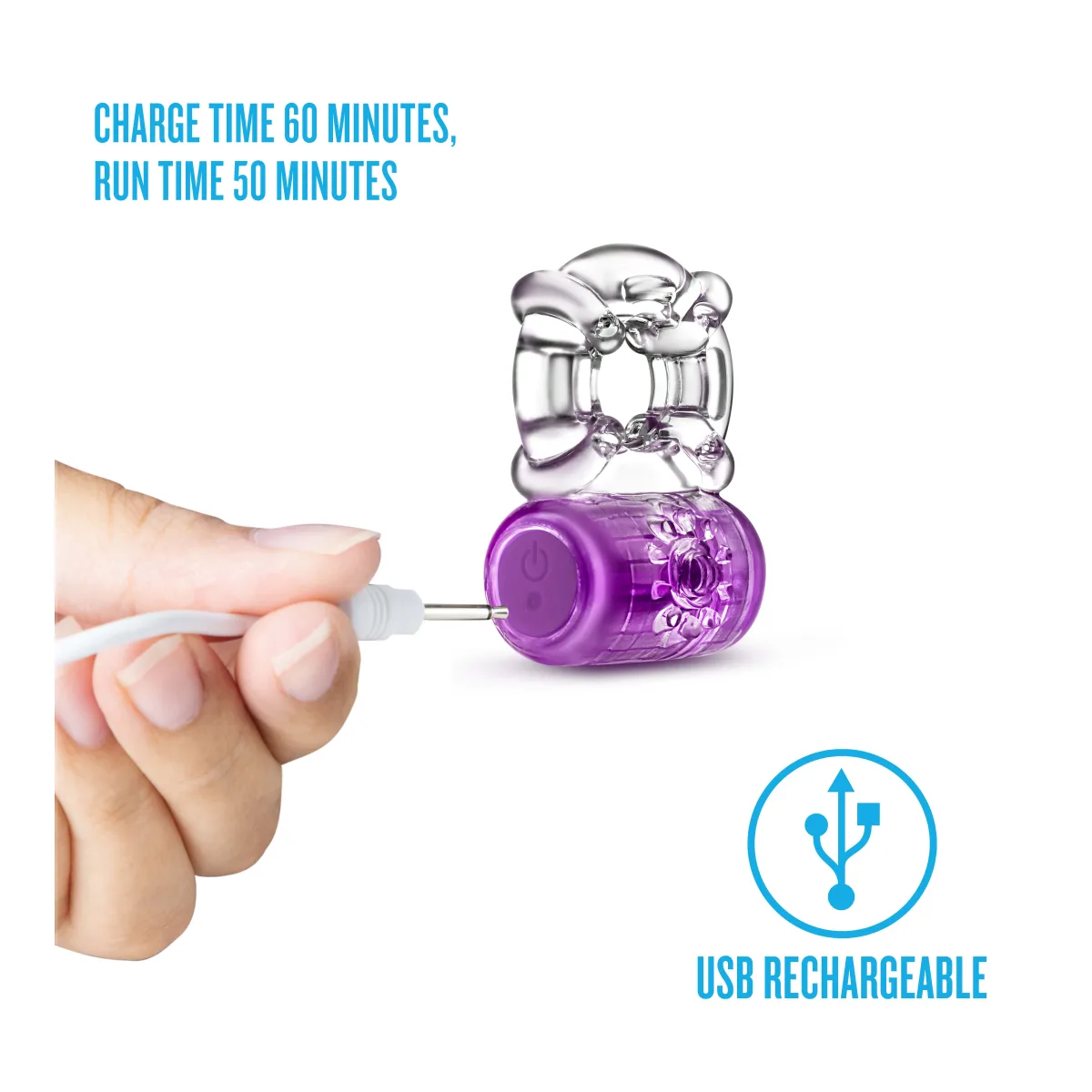 Play With Me - Pleaser Rechargeable C-Ring - Purple - rechargeable vibrating cock ring - main product image