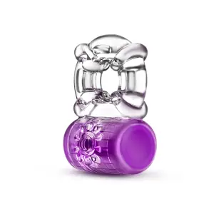 Play With Me - Pleaser Rechargeable C-Ring - Purple - rechargeable vibrating cock ring - product image 5