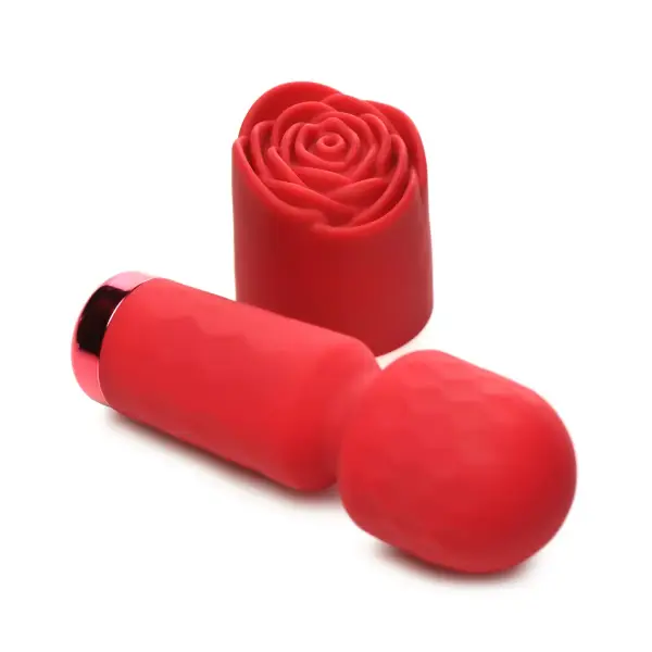 Pleasure Rose-Petite Mini Silicone Rose Wand - Red - view 6