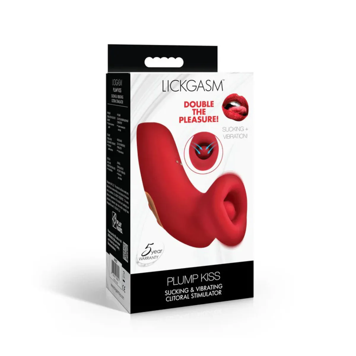 Plump Kiss Sucking and Vibrating Clitoral Stimulator - Red clitoral vibrator - product image 2