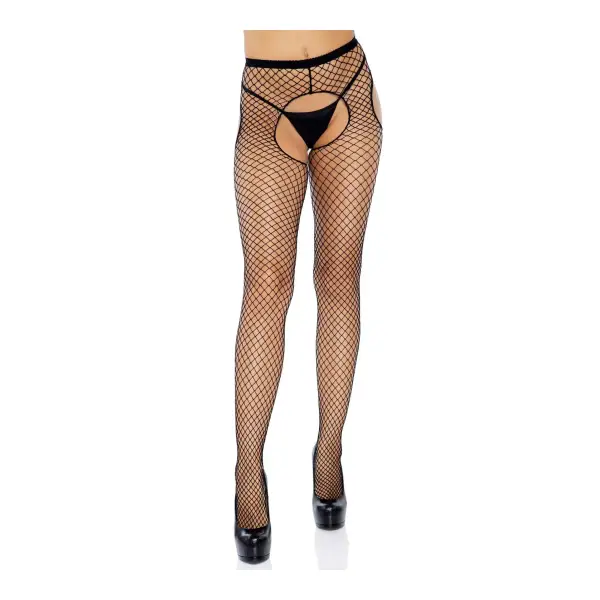 Plus Grey Industrial Net Suspender Hose - One Size - Black sexy lingerie - product image 3