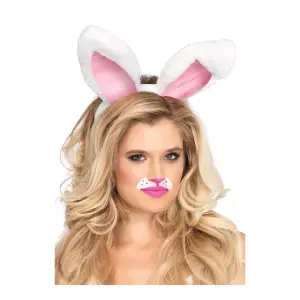 Plush Bunny Rabbit Ears Headband 2 Plush Bunny Rabbit Ears Headband - White sexy costume lingerie - main product image