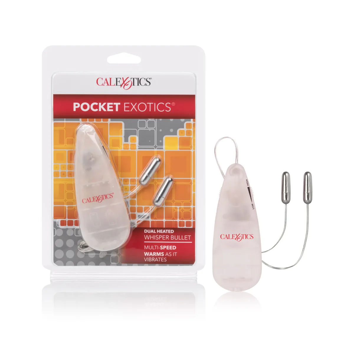 Pocket Exotics Dual Heated Whisper Bullets - Clear - heated vibrator - main product image