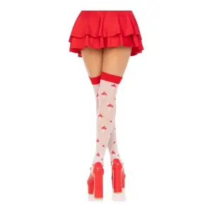 Polka Dot Mushroom Thigh High - One Size - White/red sexy lingerie stockings - alternate product image