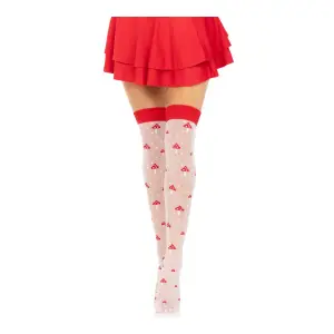 Polka Dot Mushroom Thigh High - One Size - White/red sexy lingerie stockings - alternate product image