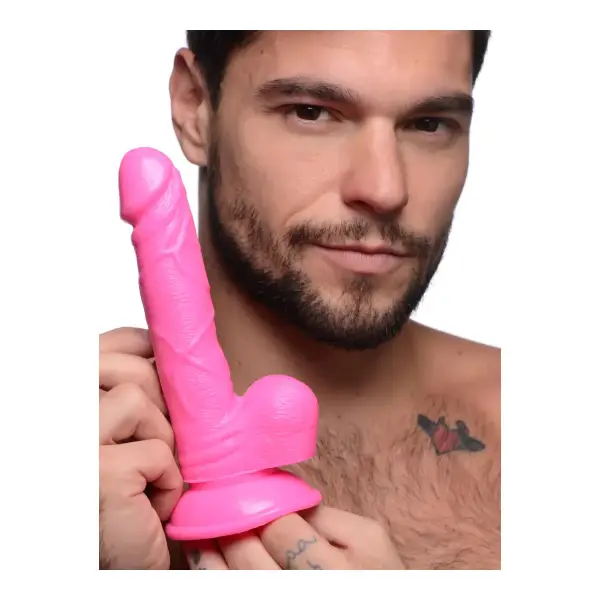 Pop Pecker 6.5 in Dildo With Balls - Pink - view 2
