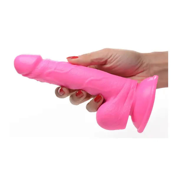 Pop Pecker 6.5 in Dildo With Balls - Pink - view 3