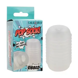 Pop Sock Ribbed - Clear top male masturbator - main image