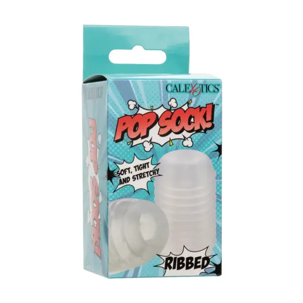 Pop Sock Ribbed - Clear top male masturbator - alternate angle
