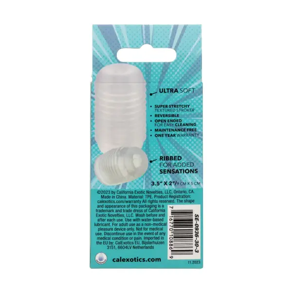 Pop Sock Ribbed - Clear top male masturbator - product detail