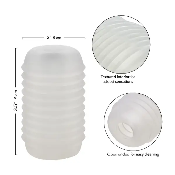Pop Sock Ribbed - Clear top male masturbator - packaging view