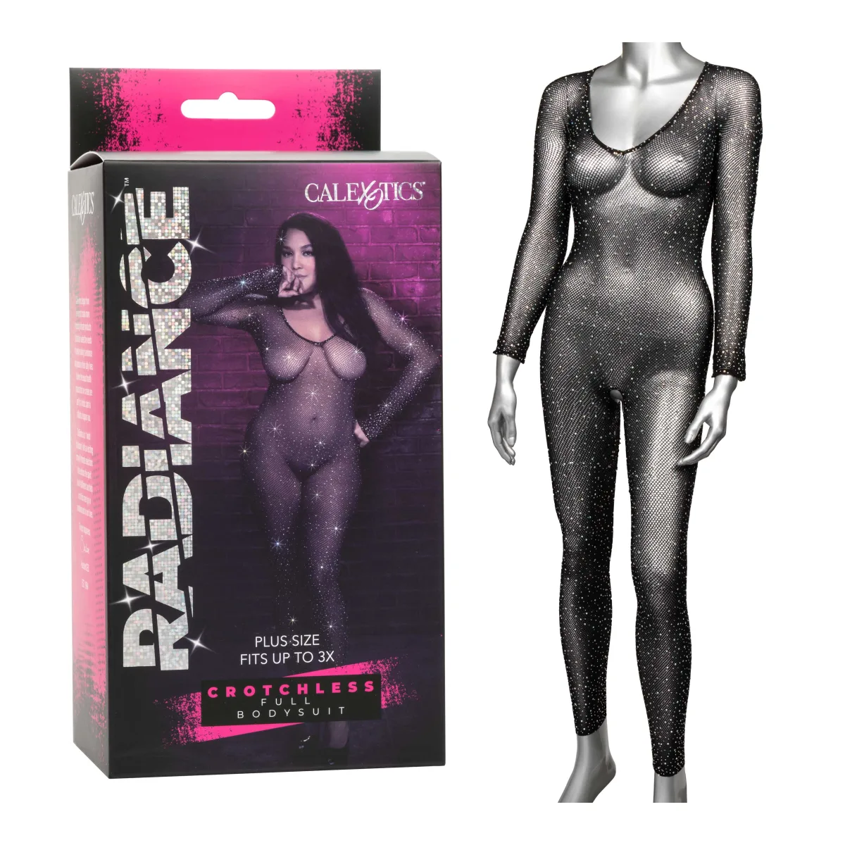 Radiance Crotchless Full Body Suit - Queen - Black crotchless lingerie - main product image