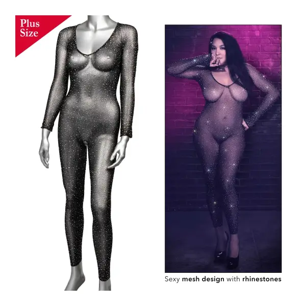Radiance Crotchless Full Body Suit - Queen - Black crotchless lingerie - alternate product image