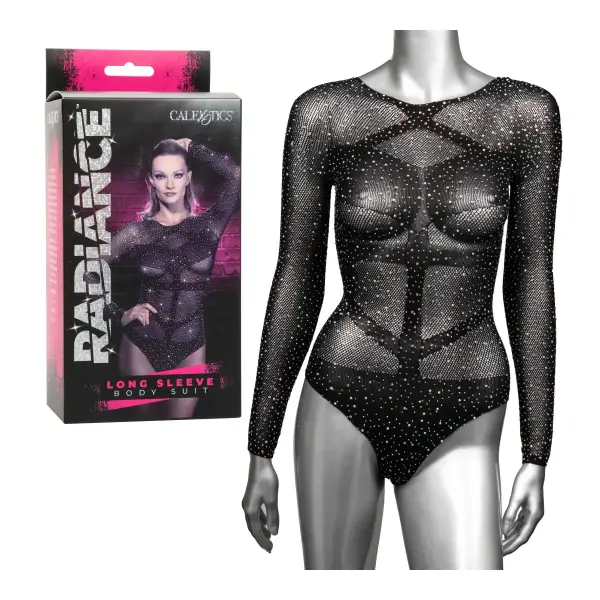 Radiance Long Sleeve Body Suit - One Size - Black teddy lingerie - main product image