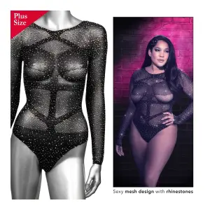 Radiance Long Sleeve Body Suit - Queen - Black teddy lingerie - alternate product image