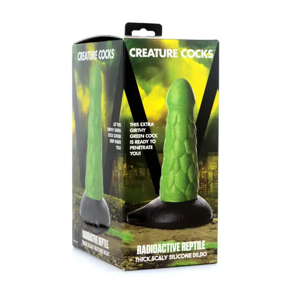 Radioactive Reptile Thick Scaly Silicone Dildo - Green - view 7