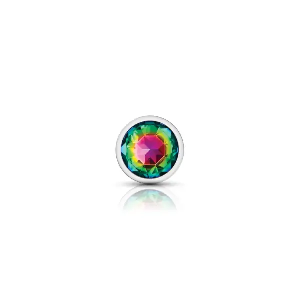 Rainbow Round Gem Silver Metal Plug - Md butt plug - product image 4